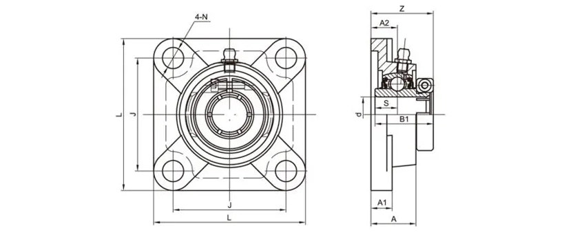 UEF204-12 Flange Bearing Units 4 Bolt Bearing Housing