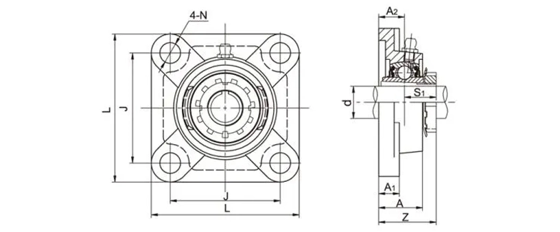 UKF205+H2305 Flange Bearing Units 4 Bolt Bearing Housing