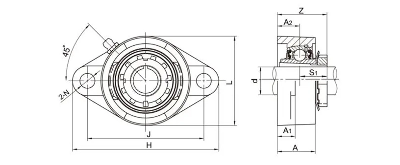 UKFL205+H2305 Flange Bearing Units 2 Bolt Bearing Housing