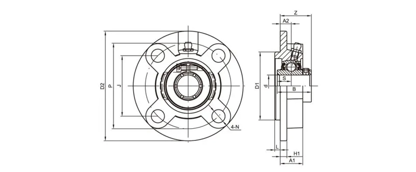 UCFCS206-18 Flange Cartridge Bearing Units 4 Bolt Bearing Housing