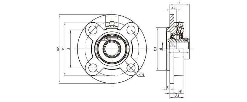 UCFCSX05-13 Flange Cartridge Bearing Units 4 Bolt Bearing Housing