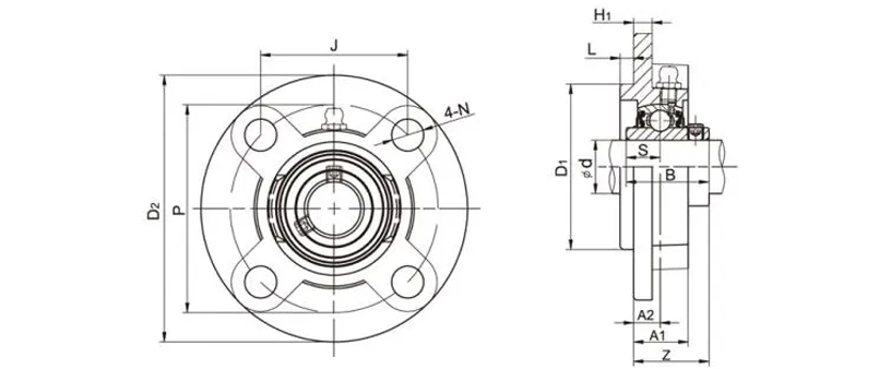 UCFCX05-13 Flange Cartridge Bearing Units 4 Bolt Bearing Housing