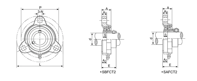 SAFCT201-8 Flange Mounted Bearings 3 Bolt Bearing Housing